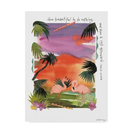 Whiskers Studio 'Relaxing With Flamingos' Canvas Art,14x19